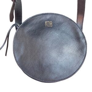 Madewell black leather circle crossbody bag